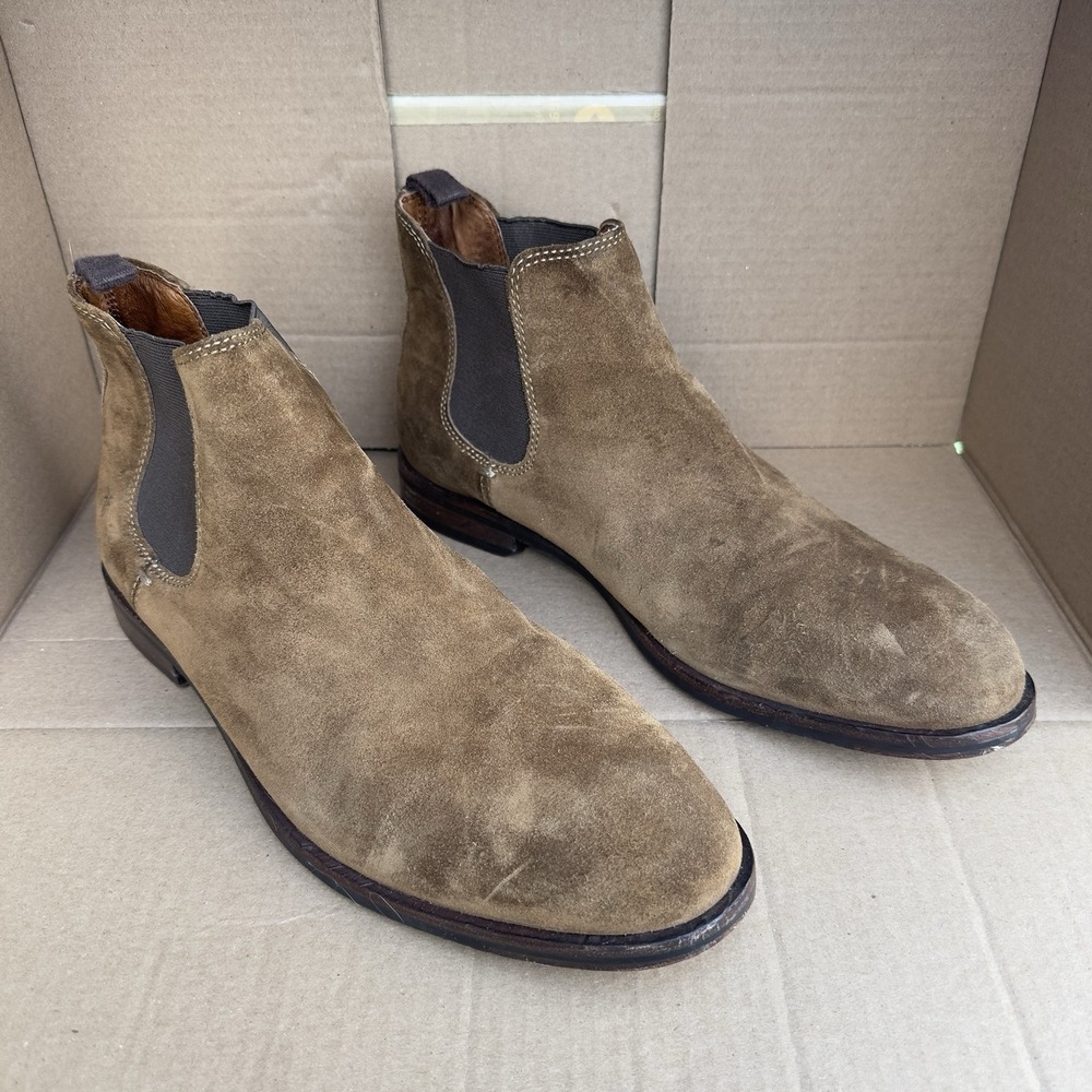 Frye Tyler Chelsea Boots Chestnut Suede Men's 10.5 Elastic Side Made in China